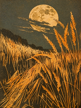 Harvest Moon Wheat Field Wall Art Print