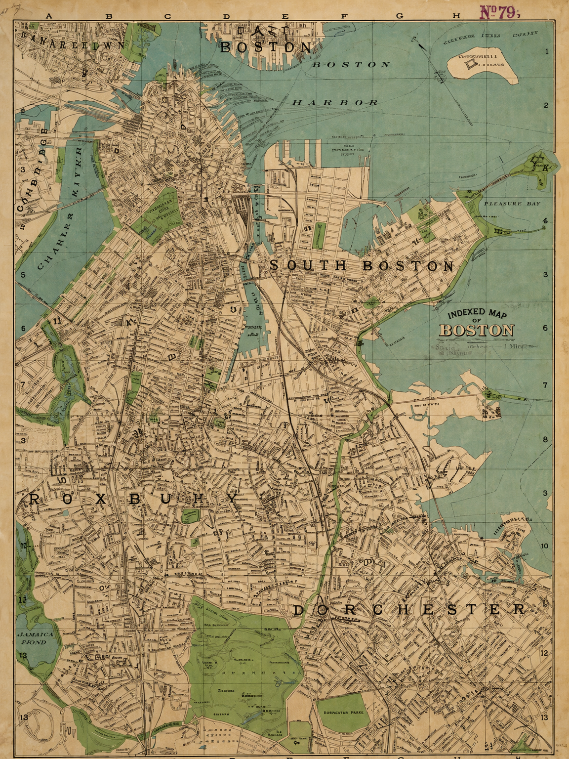 Vintage Boston City Map Wall Art Print - unframed