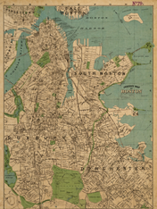 Vintage Boston City Map Wall Art Print - unframed