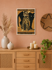 Vintage Zoologischer Garten Leopard Wall Art Print - white framed