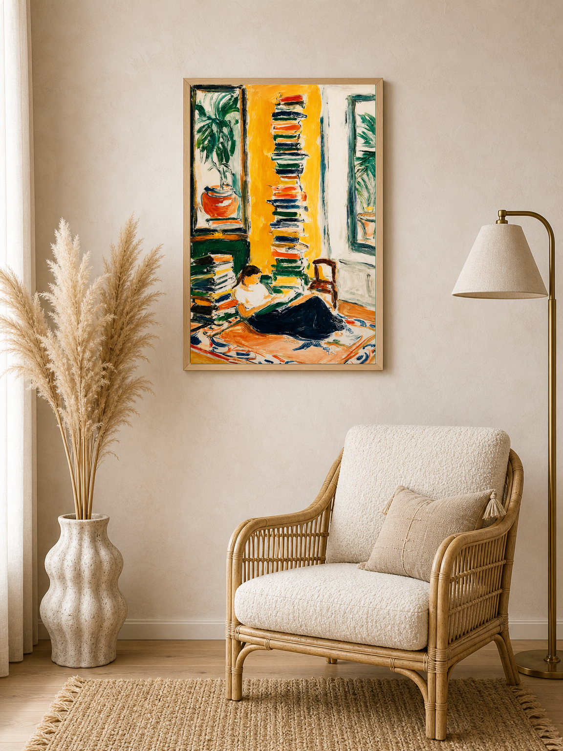 Cozy Reading Corner Wall Art Print - wood framed poster