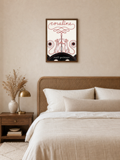 Coraline Inspired Mice Illustration Wall Art Print - dark wood framed