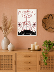 Coraline Inspired Mice Illustration Wall Art Print - white framed