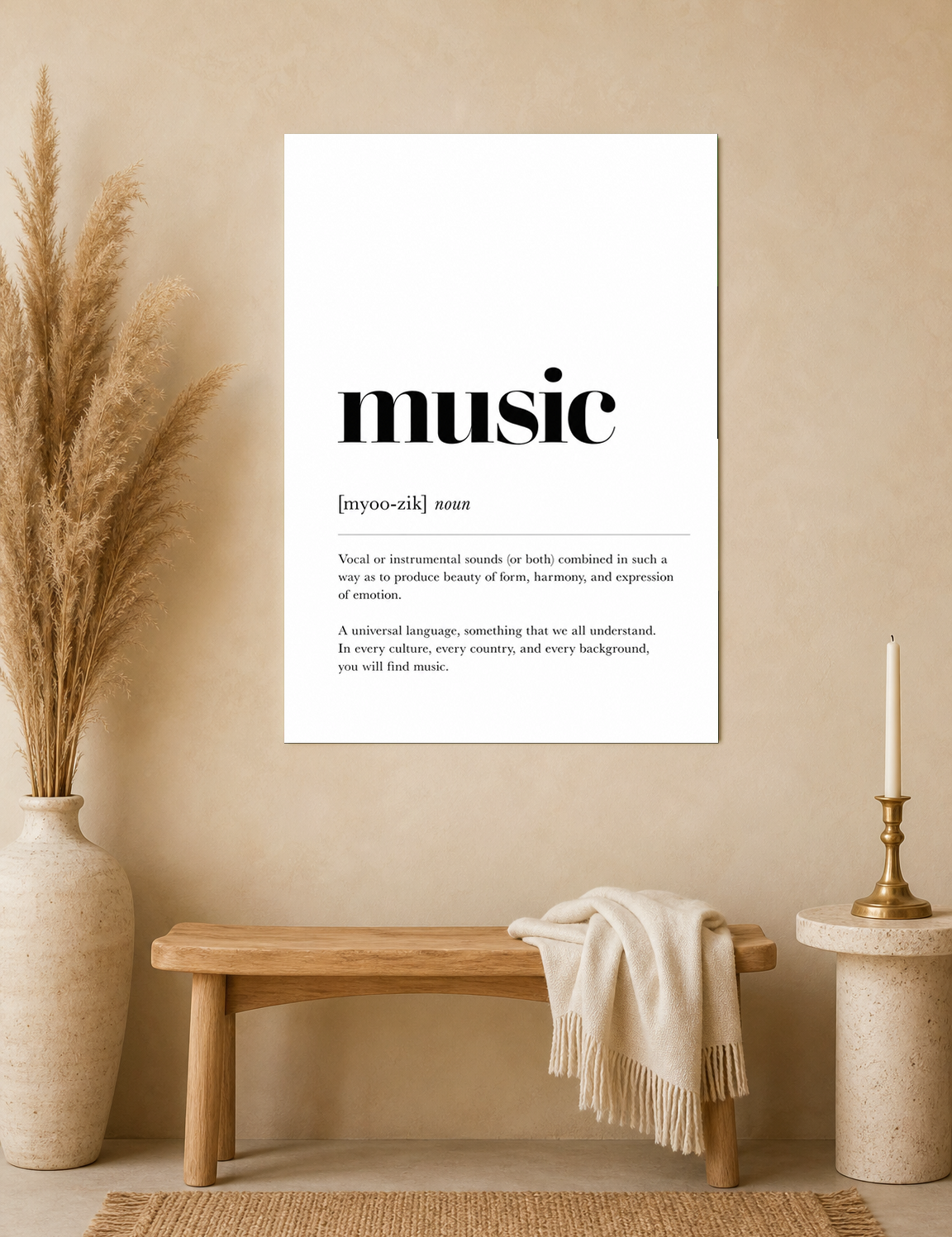 Minimalist Music Definition Wall Art Print - unframed mockup