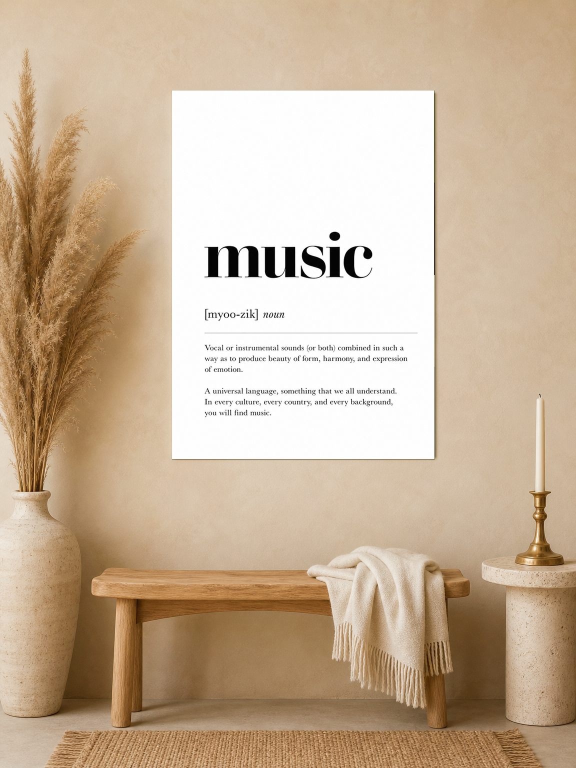 Minimalist Music Definition Wall Art Print - unframed mockup