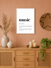 Minimalist Music Definition Wall Art Print - white framed