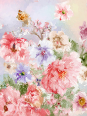 Pastel Floral Garden Wall Art Print - unframed