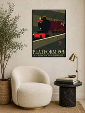 Platform 9¾ Hogwarts Express Wall Art Print - black framed