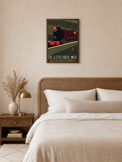 Platform 9¾ Hogwarts Express Wall Art Print - dark wood framed