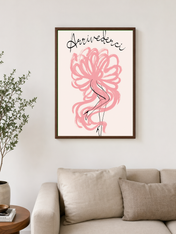 Arrivederci Feminine Line Art Wall Art Print - dark wood framed