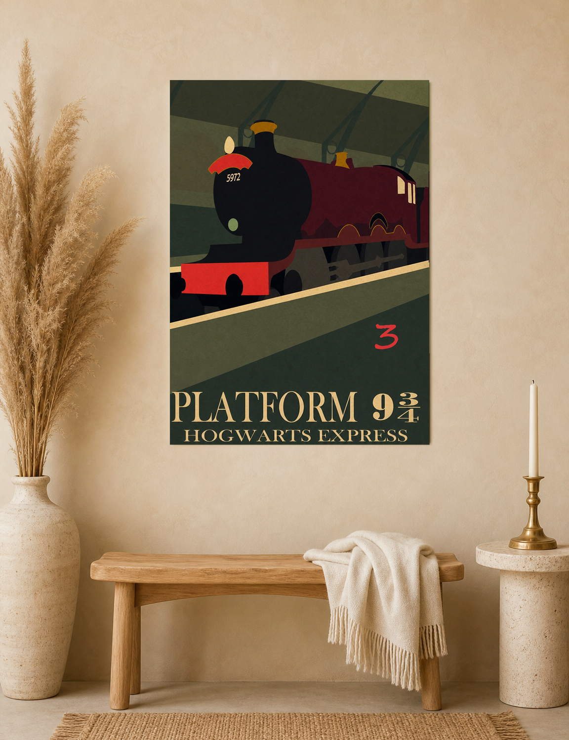 Platform 9¾ Hogwarts Express Wall Art Print - unframed mockup