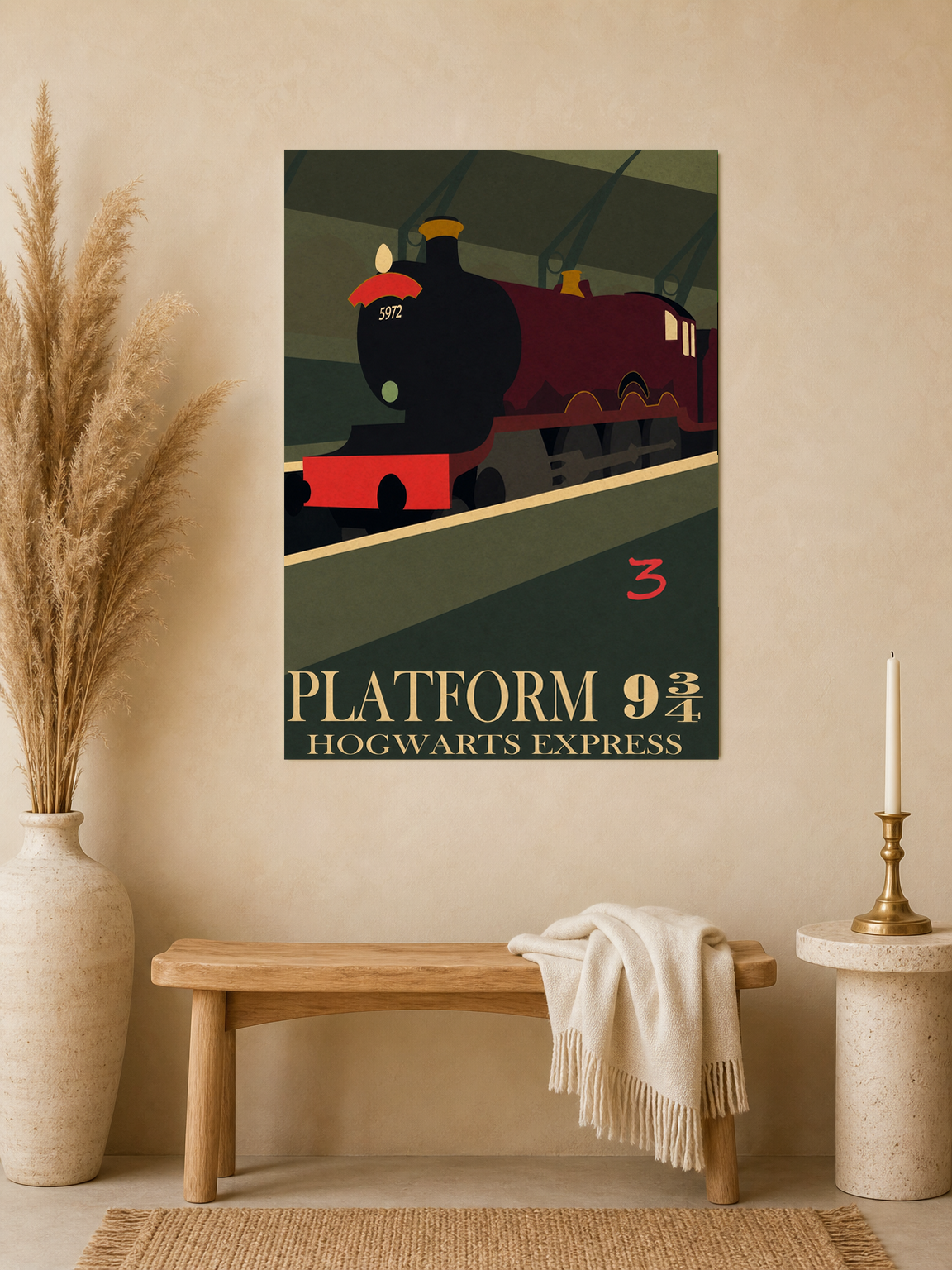 Platform 9¾ Hogwarts Express Wall Art Print - unframed mockup
