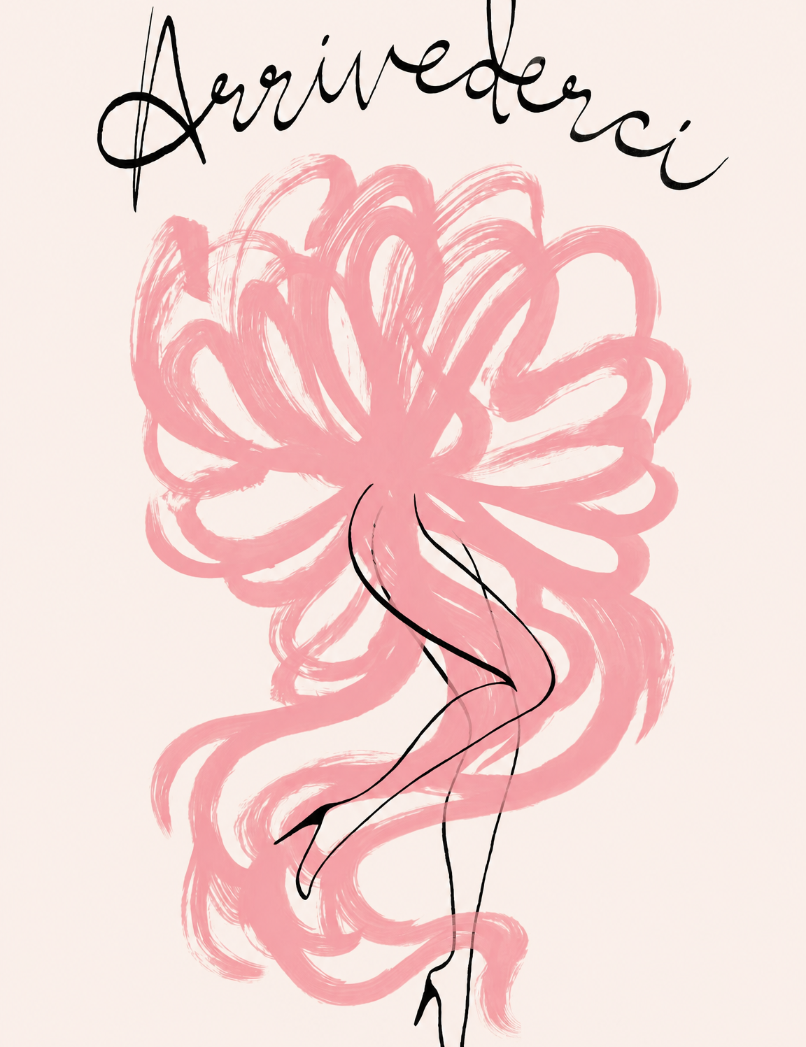 Arrivederci Feminine Line Art Wall Art Print - unframed