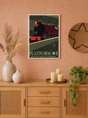 Platform 9¾ Hogwarts Express Wall Art Print - white framed