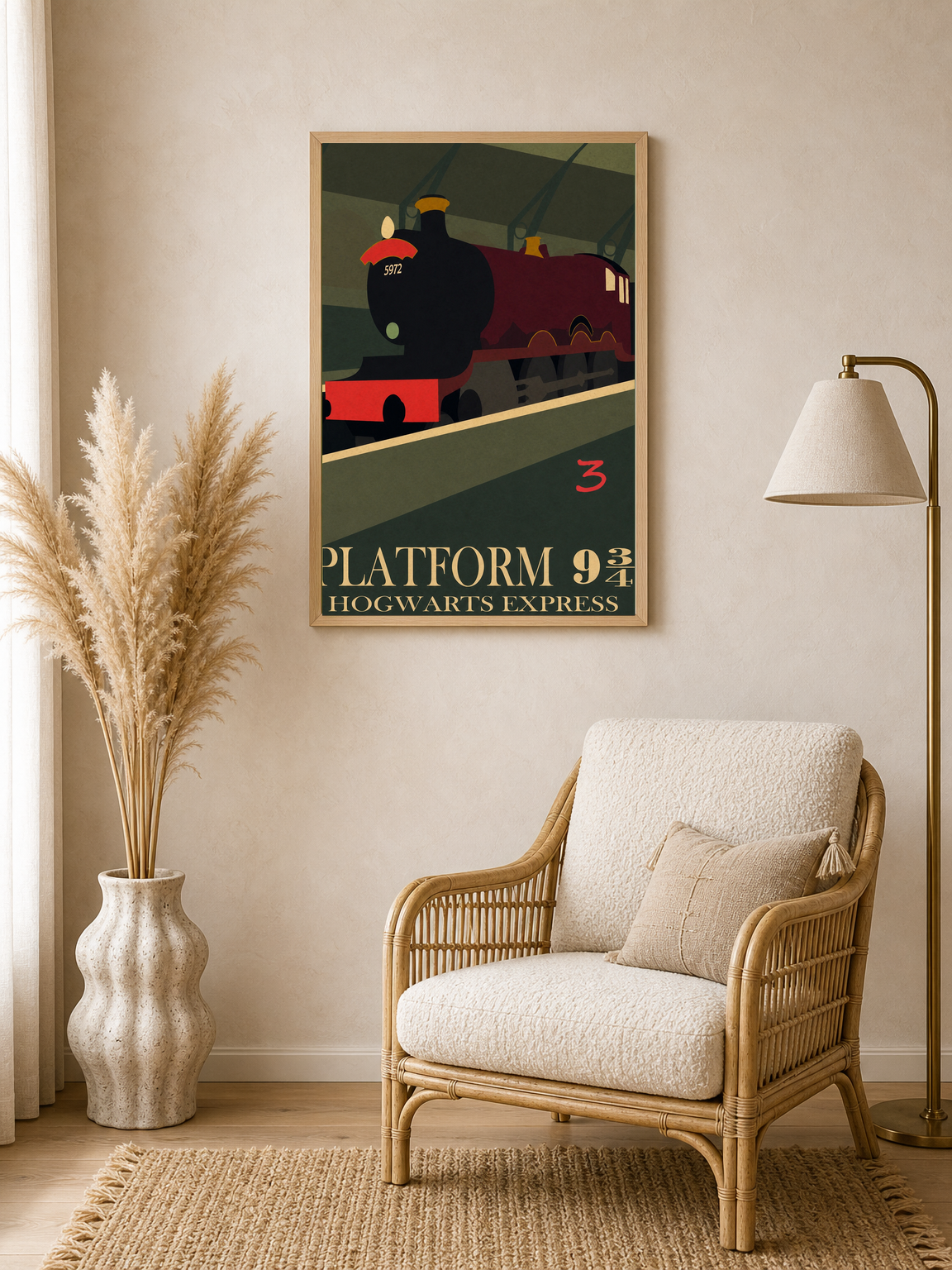 Platform 9¾ Hogwarts Express Wall Art Print - wood framed poster