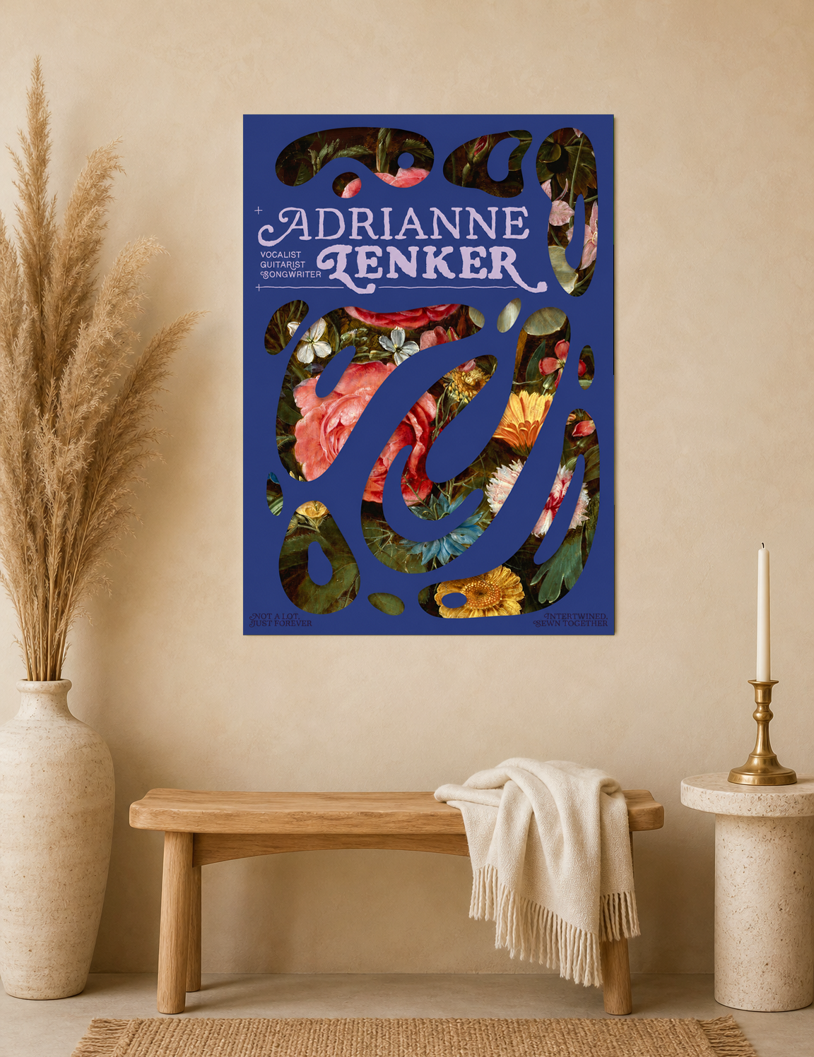 Adrianne Lenker Floral Poster Wall Art Print - unframed mockup