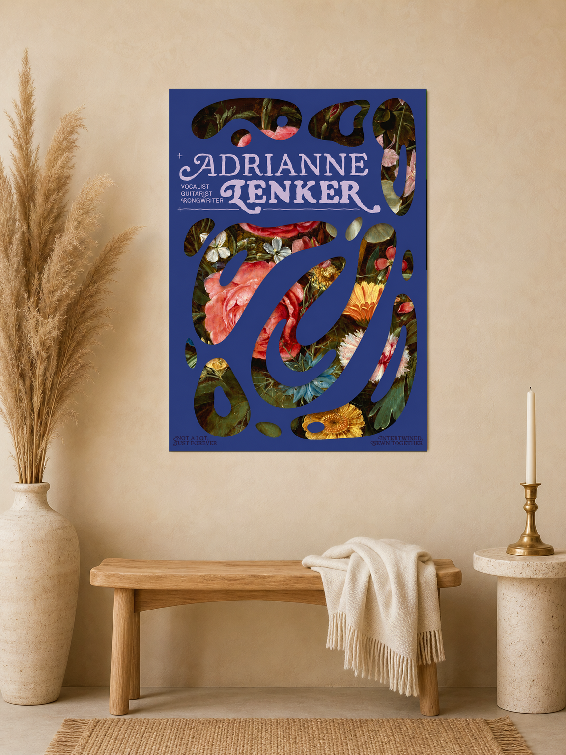 Adrianne Lenker Floral Poster Wall Art Print - unframed mockup
