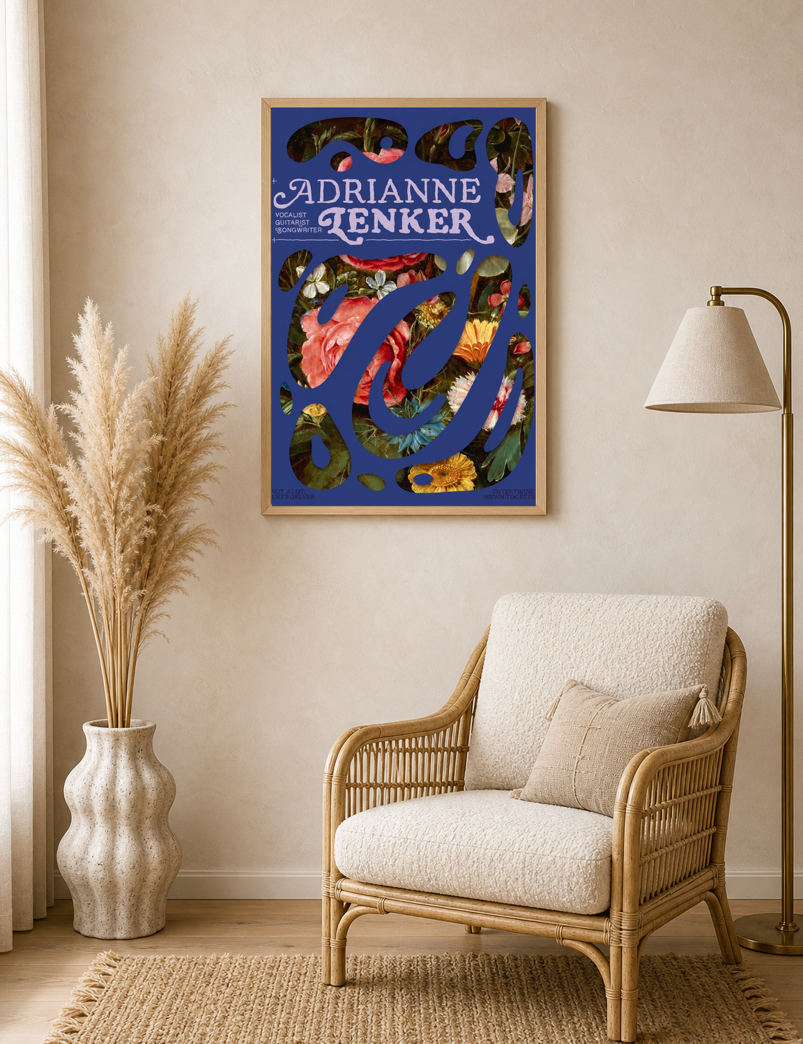 Adrianne Lenker Floral Poster Wall Art Print - wood framed poster