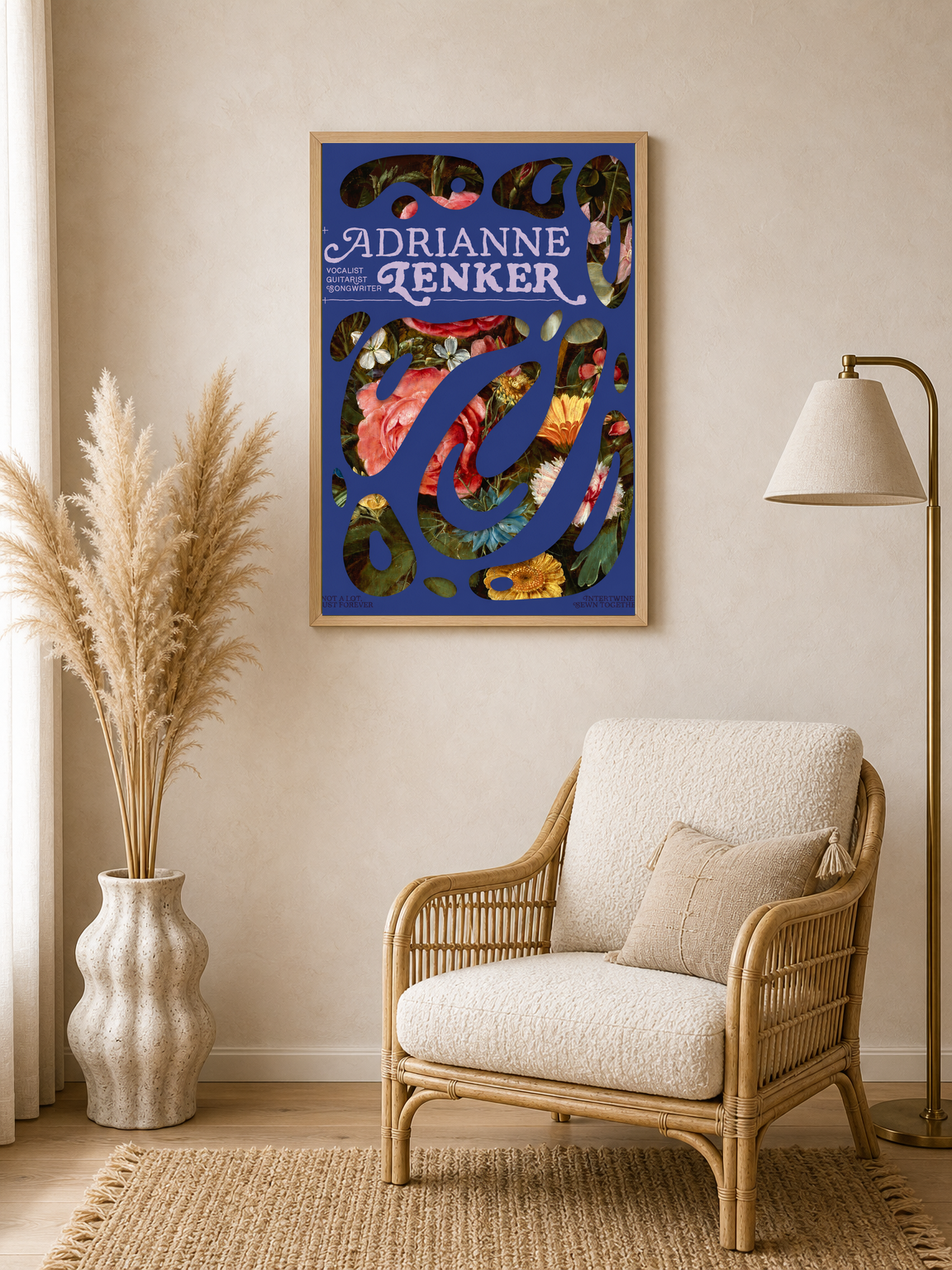 Adrianne Lenker Floral Poster Wall Art Print - wood framed poster