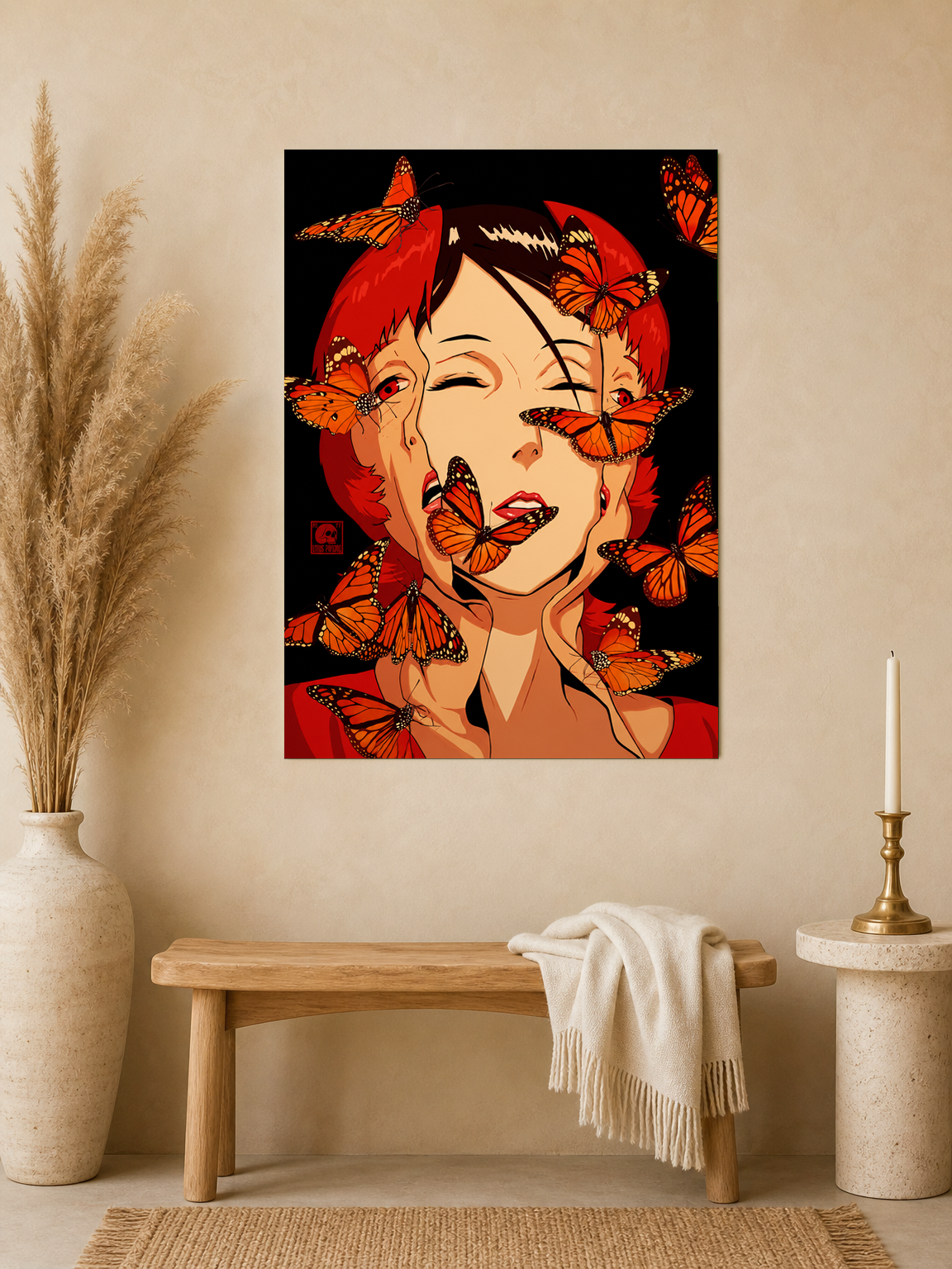 Surreal Butterfly Face Wall Art Print - unframed mockup