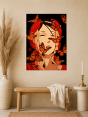 Surreal Butterfly Face Wall Art Print - unframed mockup