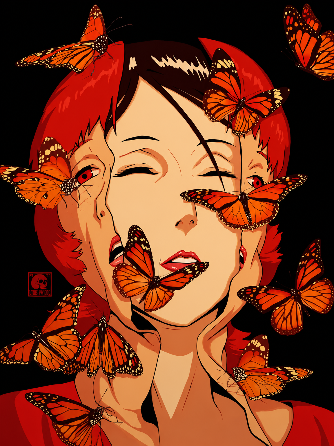 Surreal Butterfly Face Wall Art Print - unframed