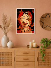 Surreal Butterfly Face Wall Art Print - white framed