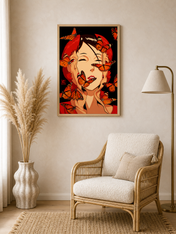 Surreal Butterfly Face Wall Art Print - wood framed poster