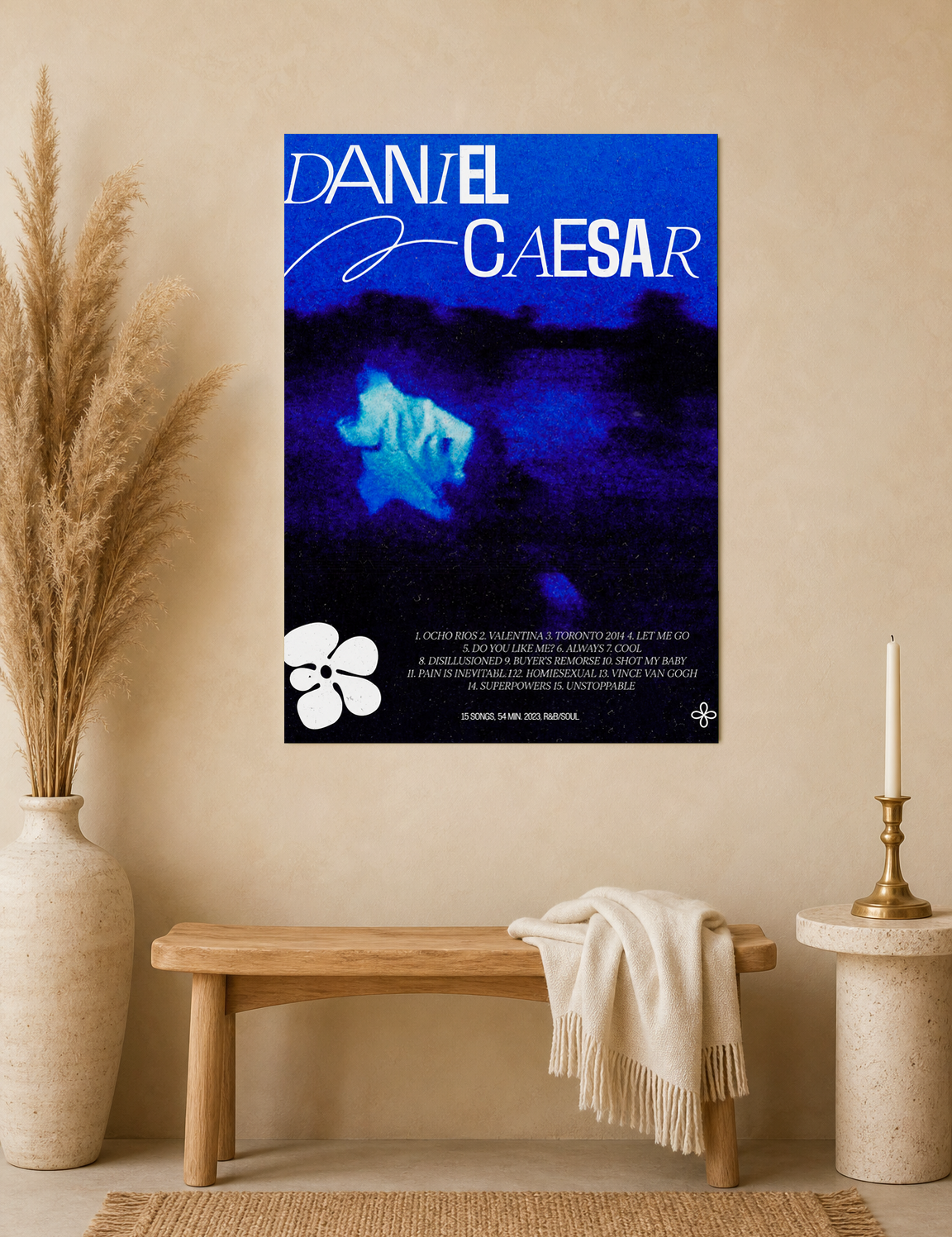 Daniel Caesar Blue Abstract Album Wall Art Print - unframed mockup