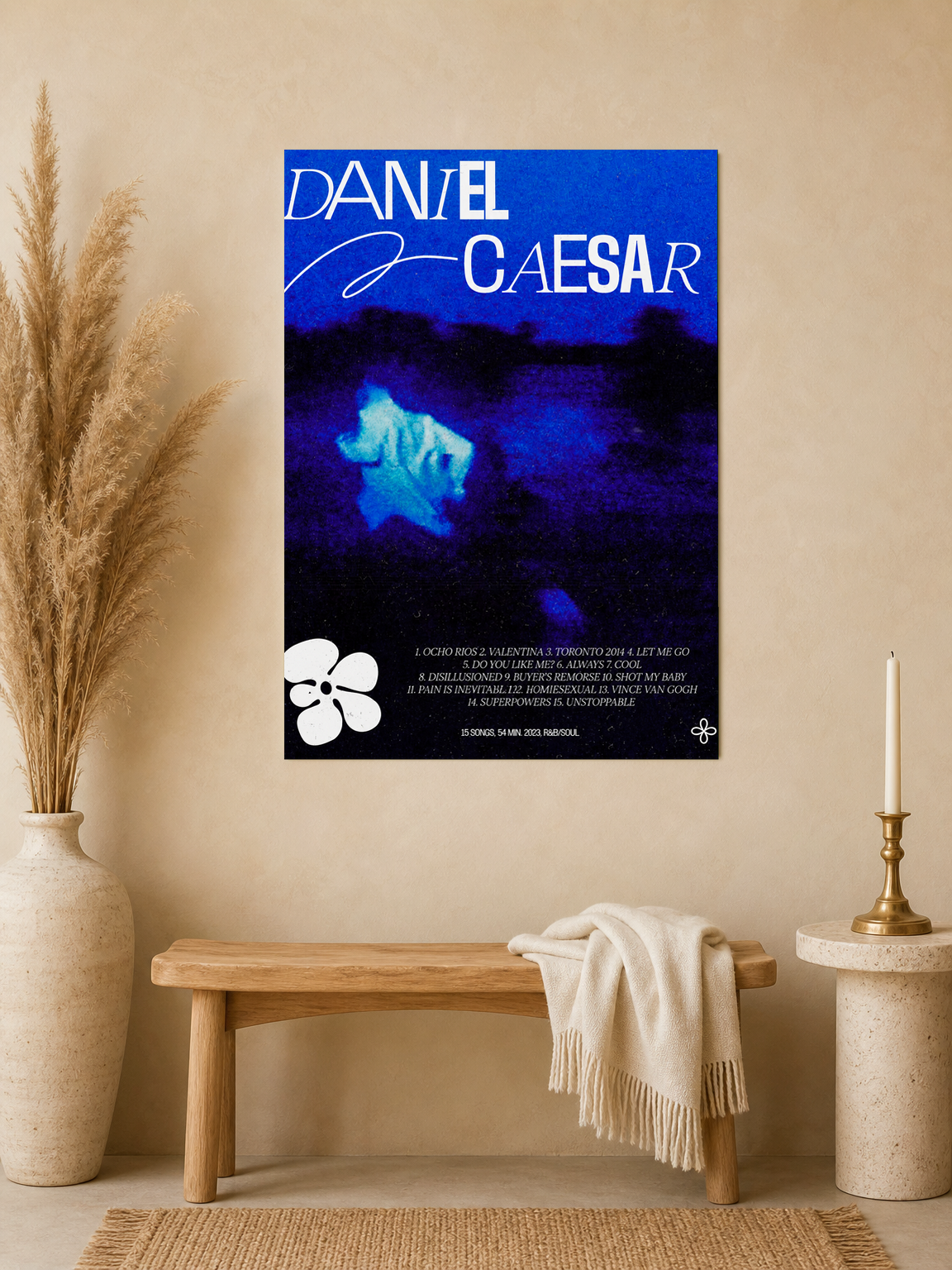 Daniel Caesar Blue Abstract Album Wall Art Print - unframed mockup