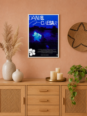 Daniel Caesar Blue Abstract Album Wall Art Print - white framed