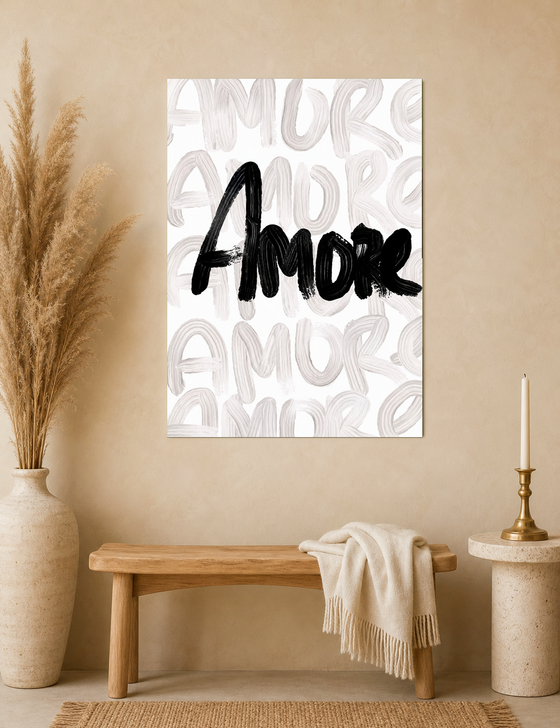 Amore Brush Script Wall Art Print - unframed mockup