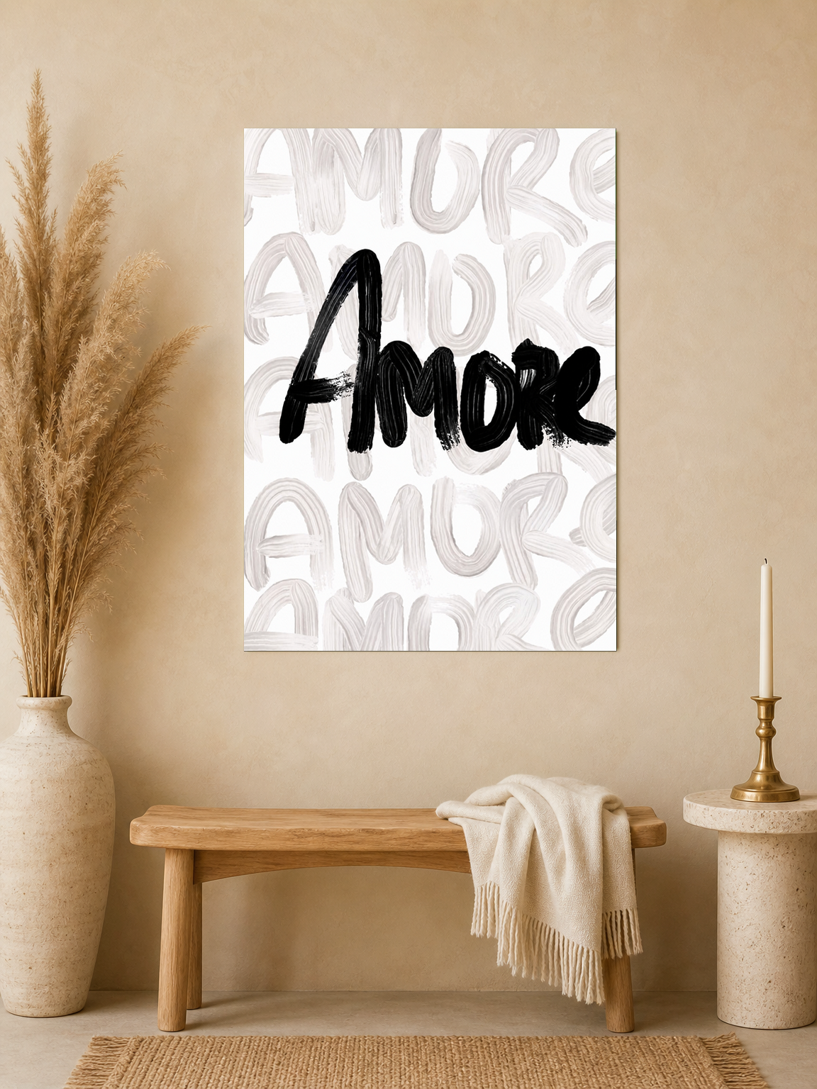 Amore Brush Script Wall Art Print - unframed mockup