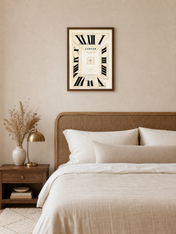 Cartier Roman Numeral Clock Wall Art Print - dark wood framed