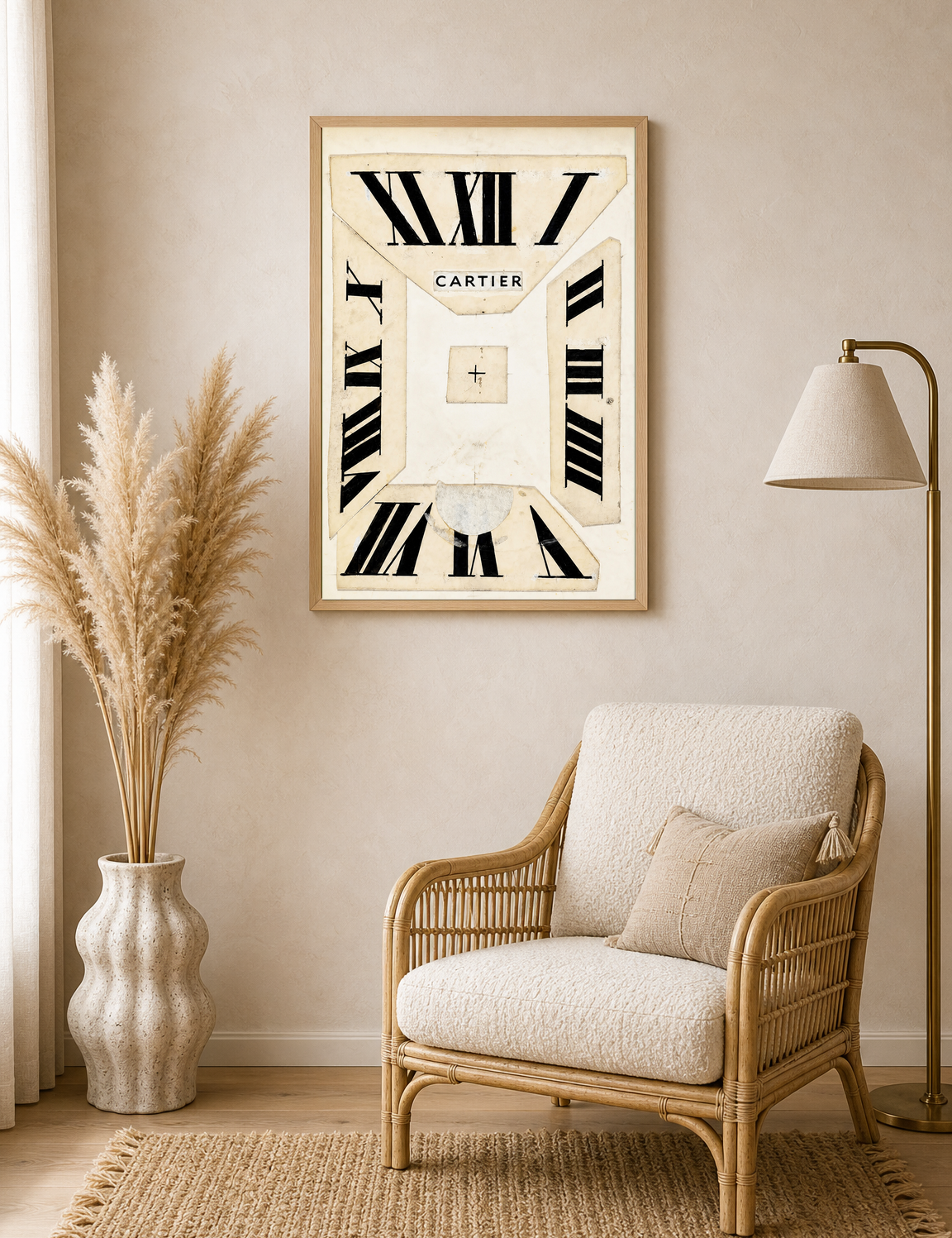 Cartier Roman Numeral Clock Wall Art Print - wood framed poster