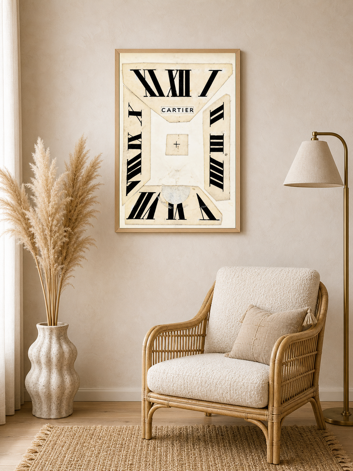 Cartier Roman Numeral Clock Wall Art Print - wood framed poster