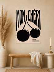 Mon Chéri Cherry Typography Wall Art Print - unframed mockup