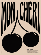 Mon Chéri Cherry Typography Wall Art Print - unframed