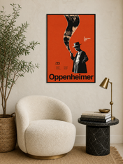 Oppenheimer Minimalist Movie Wall Art Print - black framed