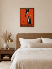 Oppenheimer Minimalist Movie Wall Art Print - dark wood framed