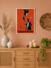 Oppenheimer Minimalist Movie Wall Art Print - white framed