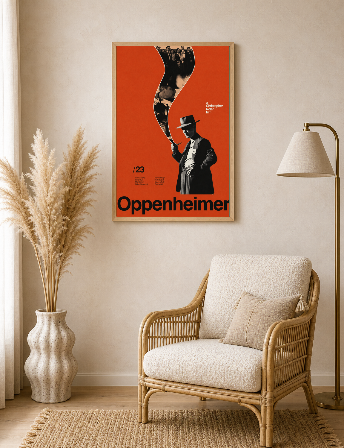 Oppenheimer Minimalist Movie Wall Art Print - wood framed poster