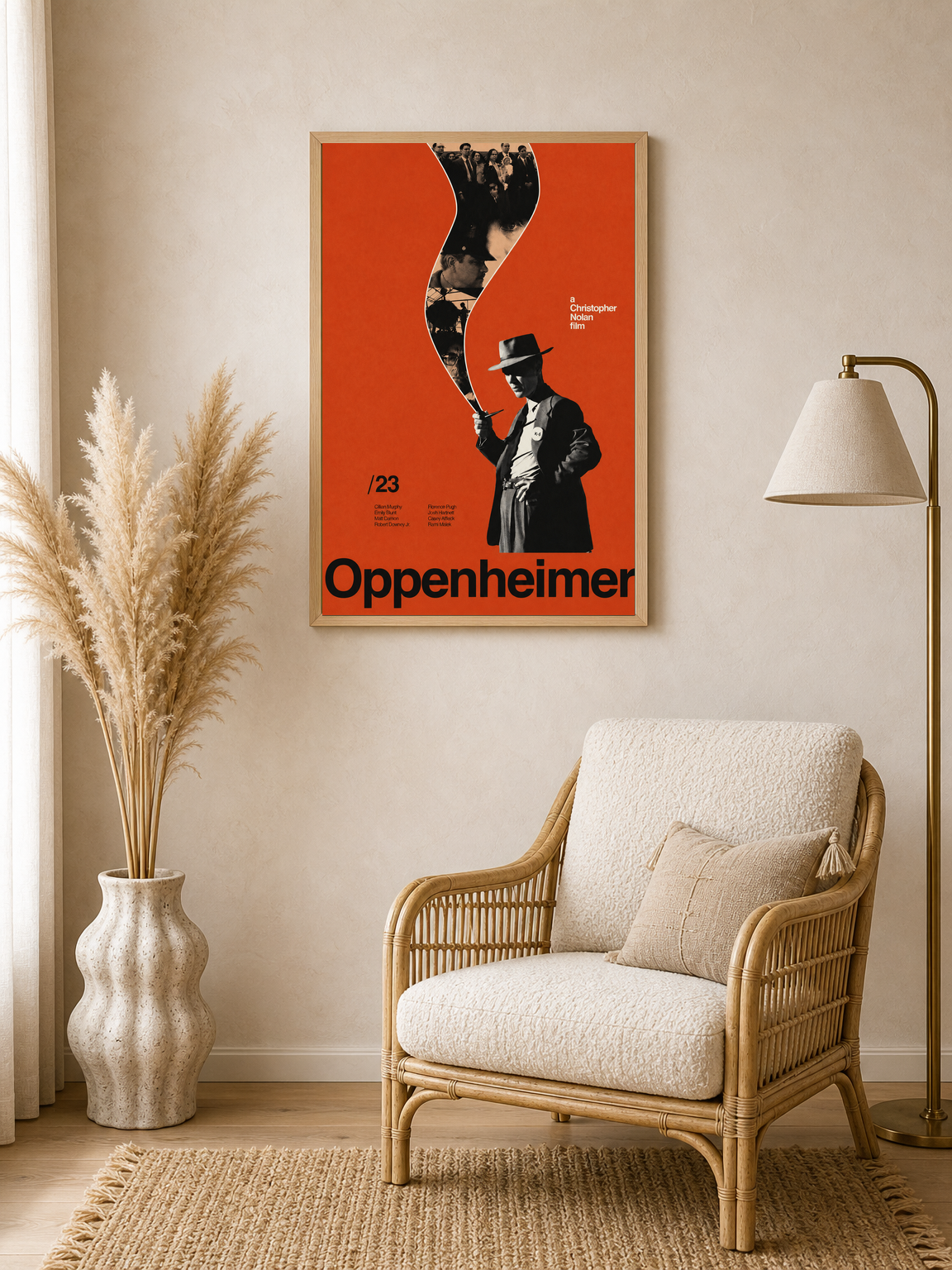 Oppenheimer Minimalist Movie Wall Art Print - wood framed poster