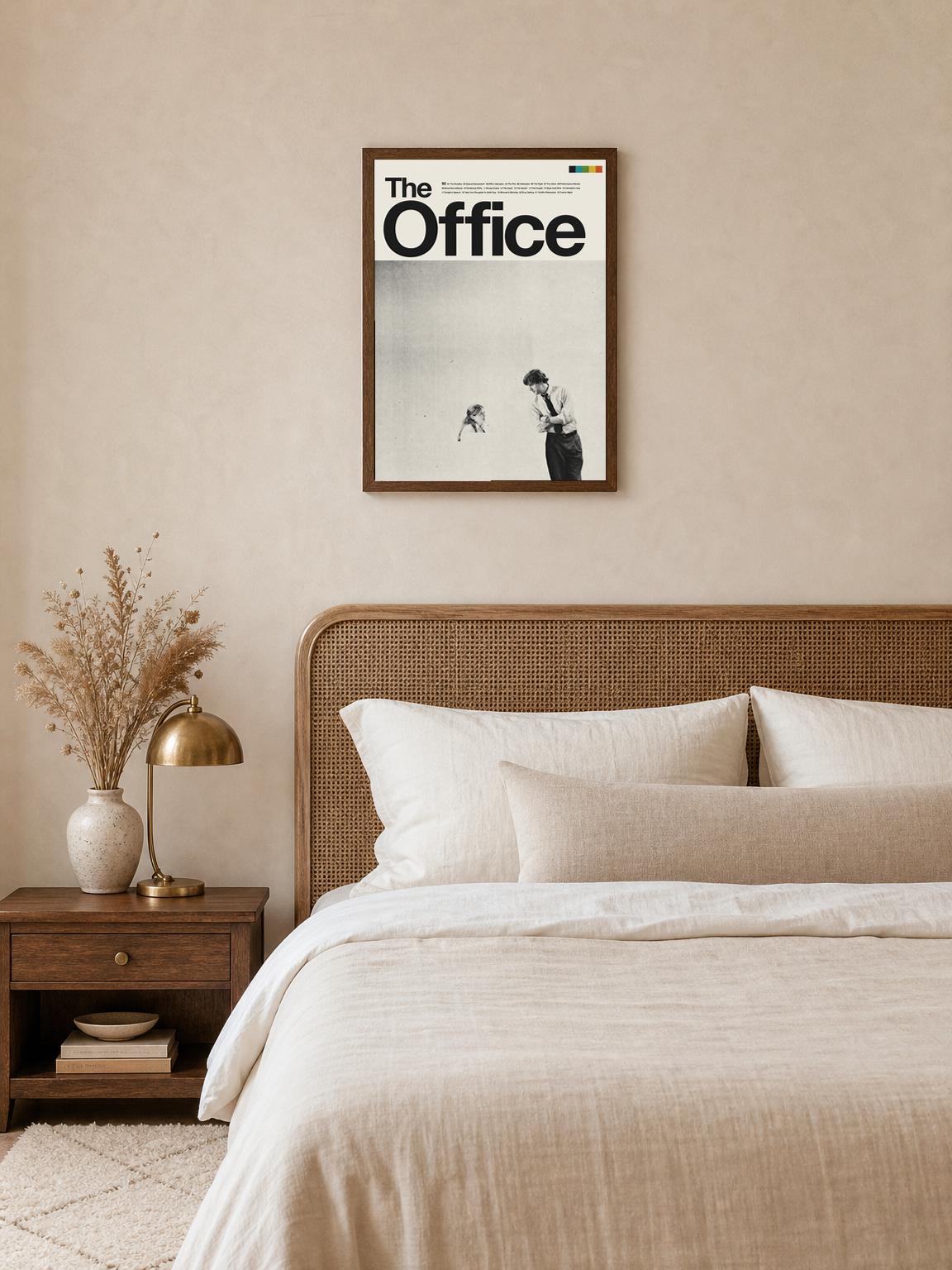 The Office Minimalist Poster Wall Art Print - dark wood framed