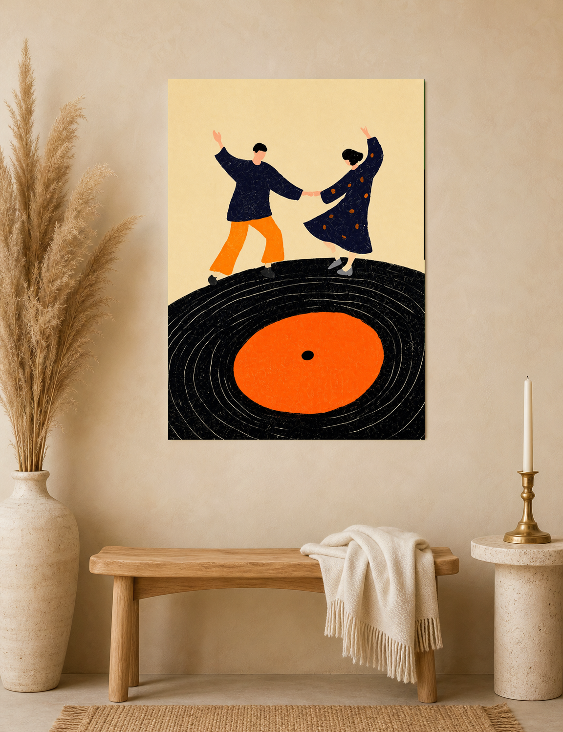 Couple Dancing on Vinyl Record Wall Art Print - unframed mockup