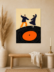Couple Dancing on Vinyl Record Wall Art Print - unframed mockup