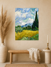 Cypress Field Landscape Wall Art Print - unframed mockup