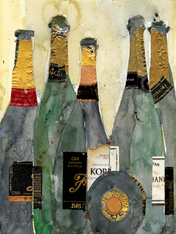 Champagne Bottles Collage Wall Art Print - unframed