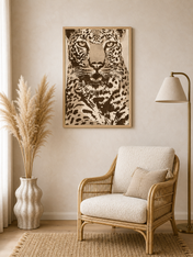 Leopard Portrait Neutral Safari Wall Art Print - wood framed poster