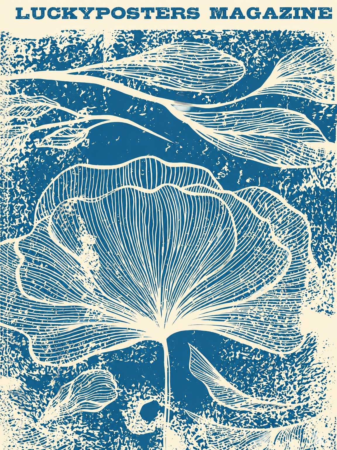 Blue Botanical Magazine Cover Wall Art Print - unframed
